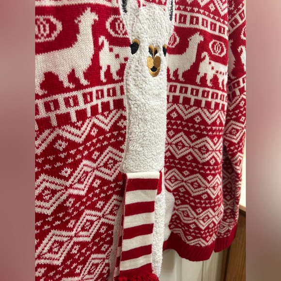 Blizzard Bay Ugly Tacky Alpaca Llama Christmas Crewneck Sweater Holiday Stripe L - Picture 7 of 15